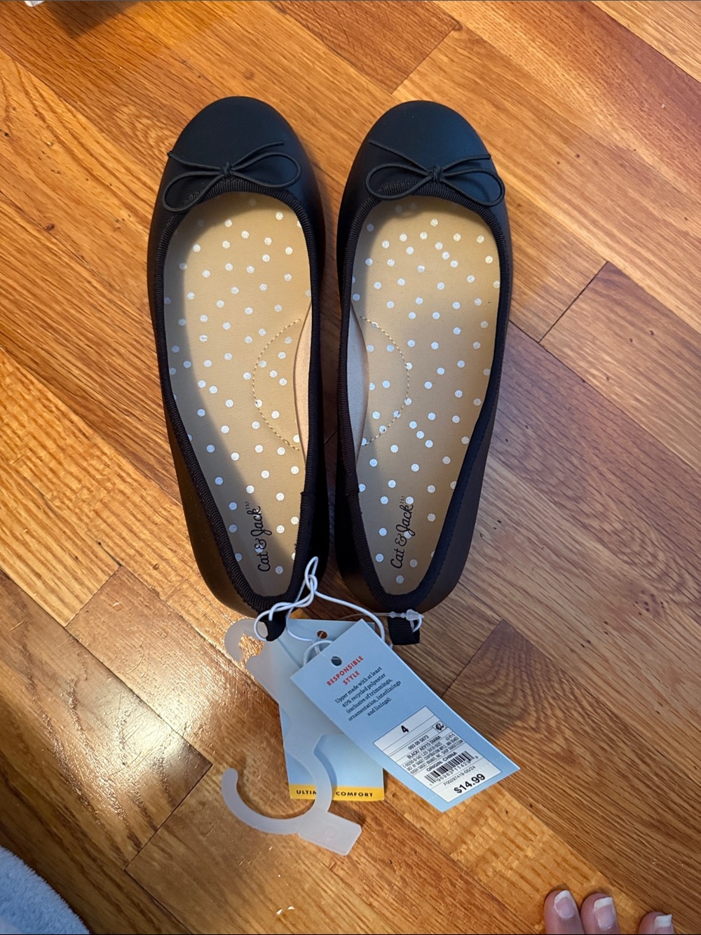 Cat & Jack Black Bow Ballet Flats